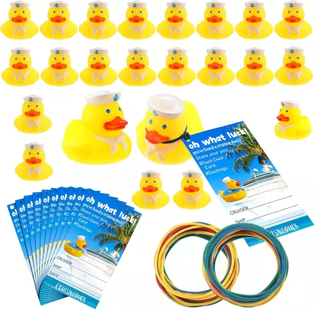 Kathfly 60 Pcs Cruise Ducks Tag Kits Include 20 Rubber Cruise Ducks for Cruise S