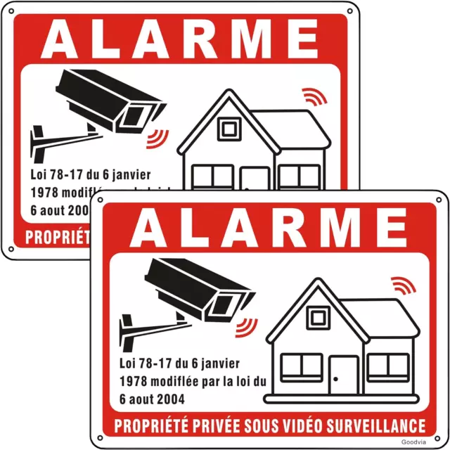 Panneau Alarme Vidéo Surveillance Aluminium Réfléchissant 250×180 MM, Panneau Ca
