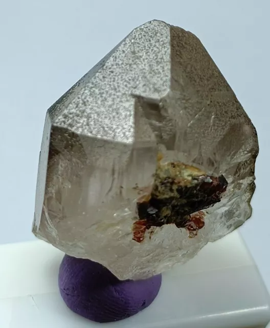 36g de cristal de quartz fumé avec grenat spessartine au dos - skardu, Pak.