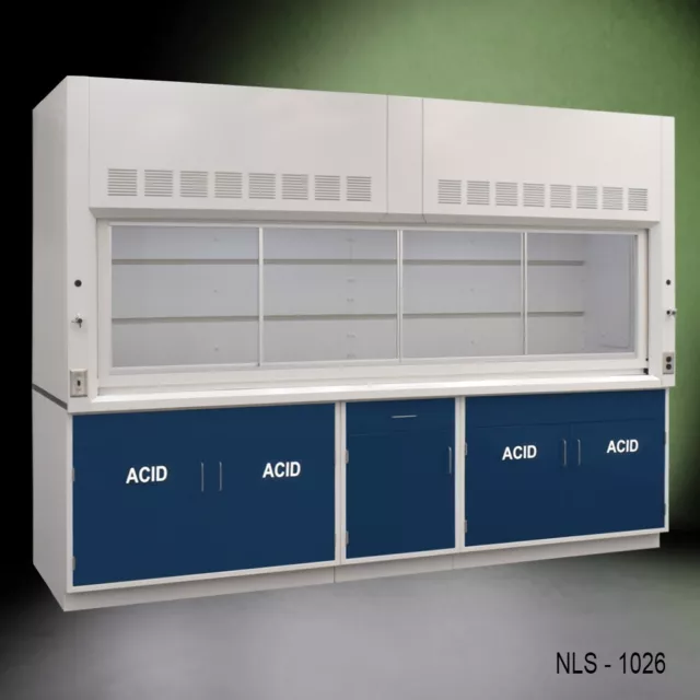 10' x 48" Laboratory Bench Fume Hood w/ 2x ACID Storage / Valves / E2-793