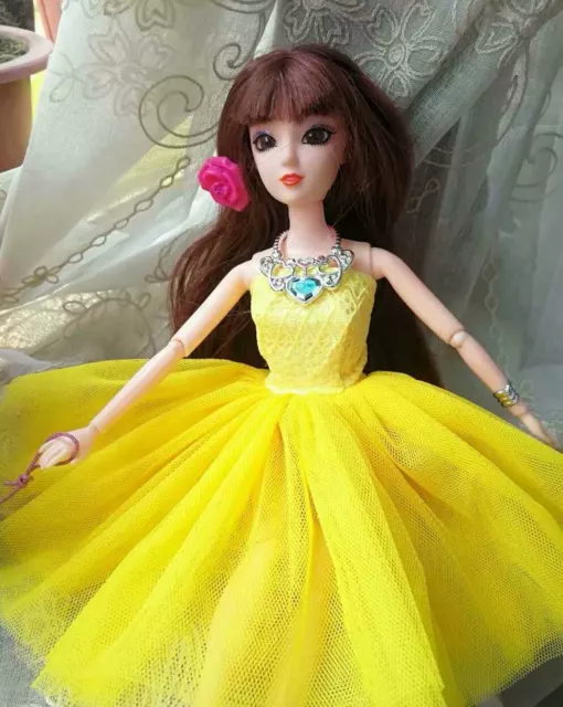 Good-Barbie Doll sized Clothes/Acessory-1 pc Fashion Yellow Dress-Best.XMAS Gift