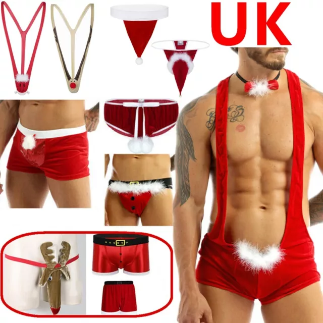 UK Novelty Men Christmas Reindeer Thong Panties Funny Cosplay Party Underwear