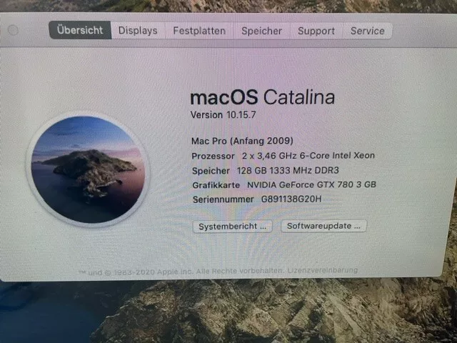 apple mac pro 5.1 12 core 3,46 Catalina  128GB Ram M.1289