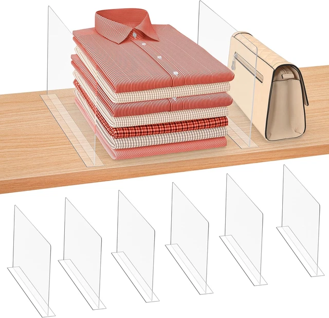 10 Divisori Per Armadio In Acrilico Trasparente - 20x12x4cm, Per Organizzare Scaffali