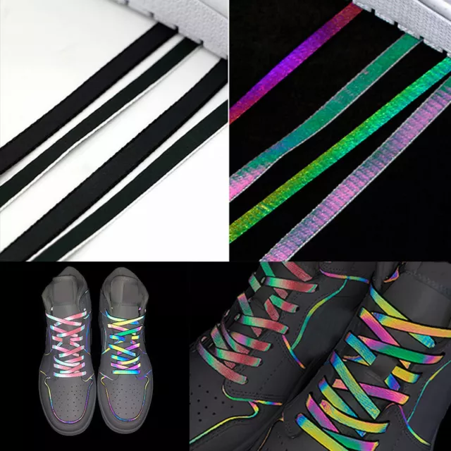 Reflective Shoelaces Flat Lace Sneakers Runners Jogging Sports Casual Shoe Rope
