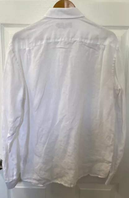 VILEBREQUIN Vintage Long Sleeve Shirt  Mens XL White 100% Linen Point Collar 3