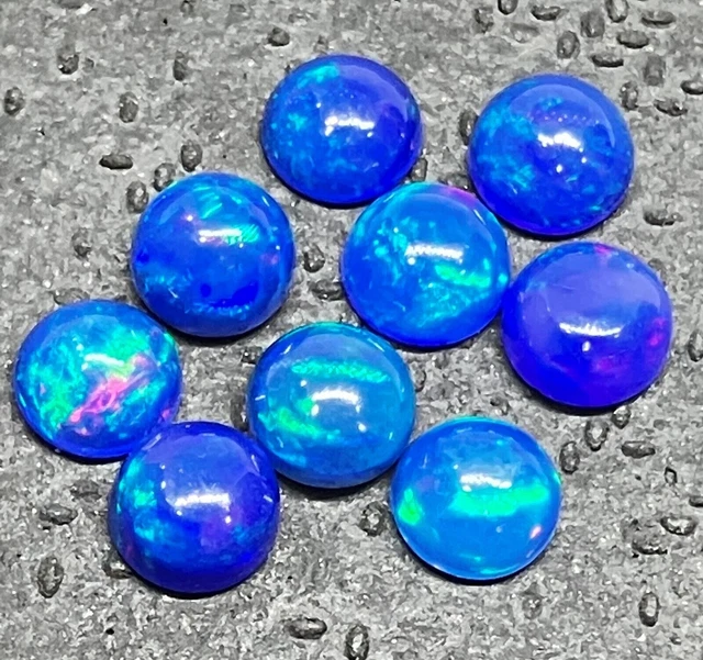 Opale éthiopienne naturelle feu bleu rond dos plat cabochon AAA pierre...