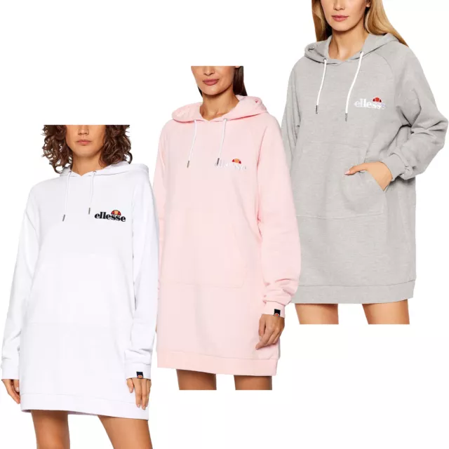 Ellesse Womens Honey Long Pullover Sweatshirt Hooded Hoody Hoodie Dress