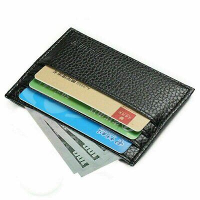 Genuine Leather Mens Small ID Credit Card Wallet Holder Slim Case Pocket