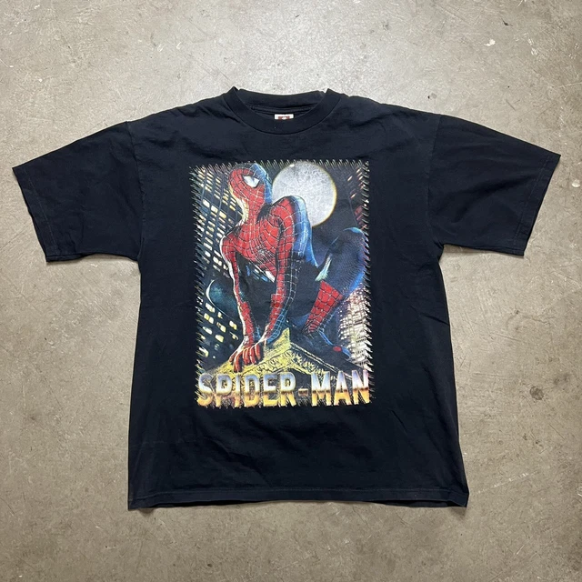 Vintage Spider-Man Shirt Size XL Marvel Comics Black Mens