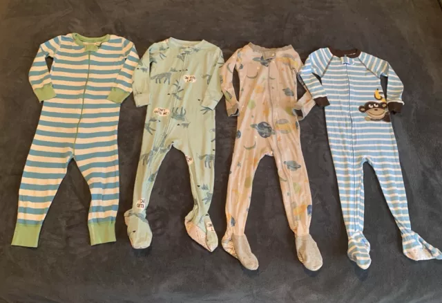 Lot Of 4 Footed Pajamas Pjs Size 18 Mo Baby Boy Carters & Hanna Andersson
