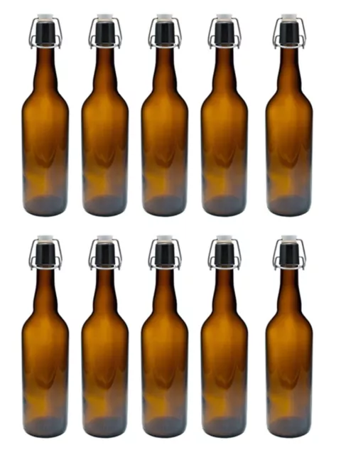 6 Leere Glasflaschen mit Bügelverschluss Bügelflasche Braun 0,75 L 750 ml Bier