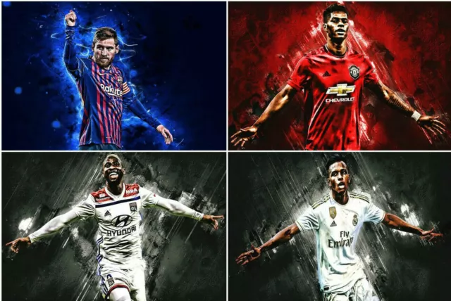 30 Football Star Players poster Image Messi Neymar Ronaldo Mbappe Hazard size A3