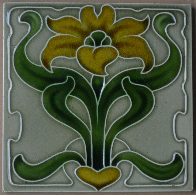 England - Antique Art Nouveau Majolica Tile C1900