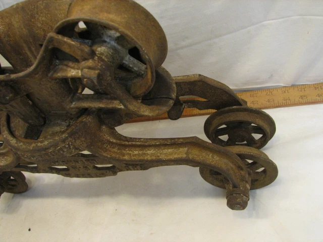 Vintage Myers Unloader Hay Trolley Pulley Farm Barn Architectural Iron Ashland C 5