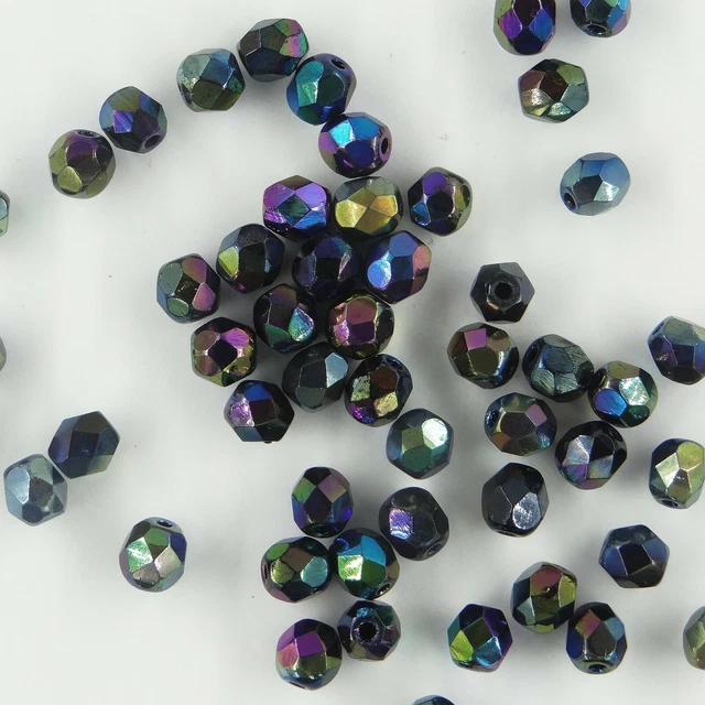 F5 SC ***60 perles en verre de Bohême à facettes 5 mm SCARABÉE