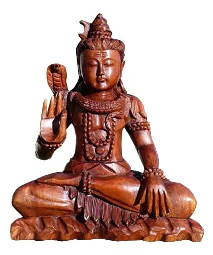 Wogeka BUDDHA Shiva Meditation Holz Budda Feng Shui Deko Bali Skulptur BSHIVA