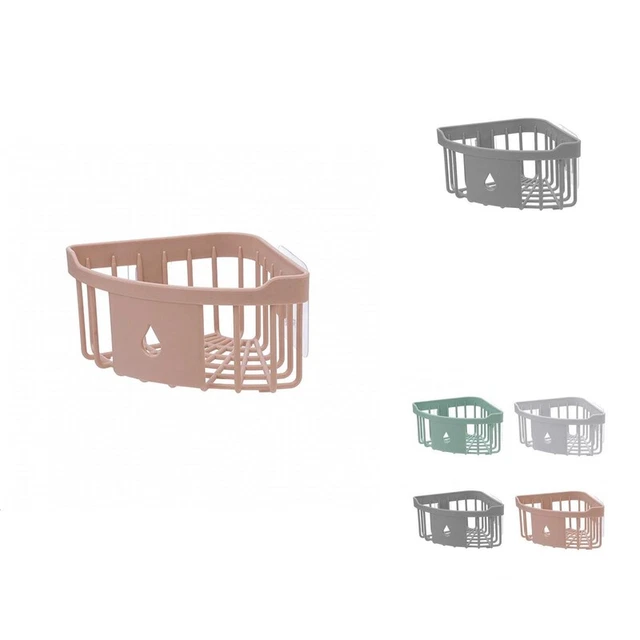 Estante de esquina sin perforaciones gran capacidad montado en pared almacenamiento de cocina de baño