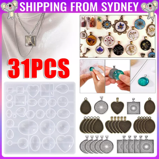 31pcs Resin Jewelry Molds, Jewelry Casting Molds, Pendant Trays