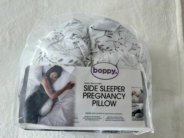 Boppy Side Sleeper Pregnancy Pillow with Removable Cover in Gray Falling Leaves