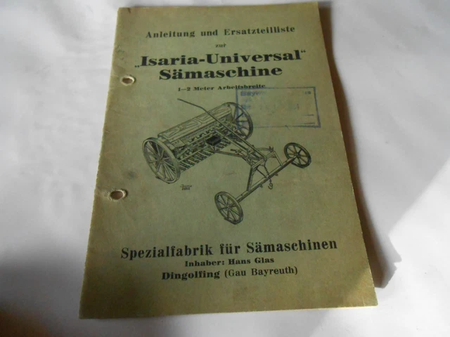 Bedienungsanleitung - Ersatzteilliste Isaria Sämaschine