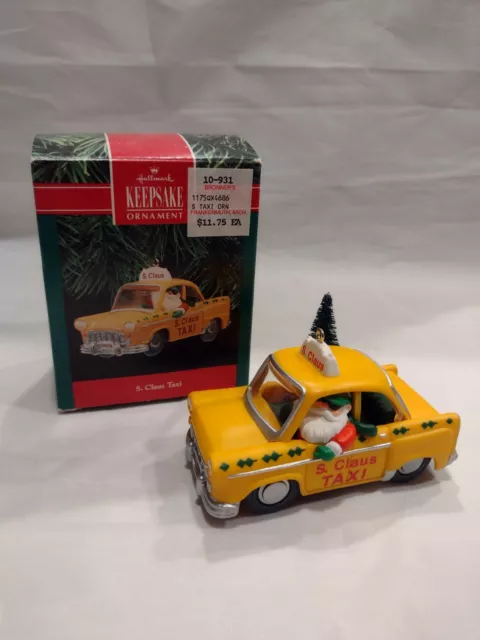 Hallmark Keepsake Ornament "S. Claus Taxi" 1990 EUC