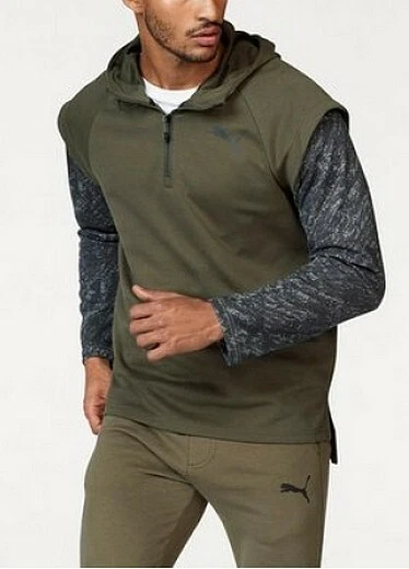 Puma 1/4 ZIP ENERGY HOODIE Sweatshirt Kapuzenpullover Herren Khaki Jacke Gr.M-XL