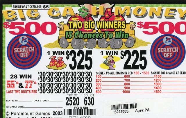"Big Cash Money" Seal Tab  Game Entertainment Only   FREE Ship US Only