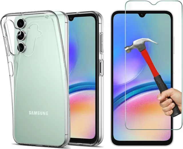 Für Samsung Galaxy A05s A05 Hülle Klar Gel Abdeckung & Glas Displayschutzfolie