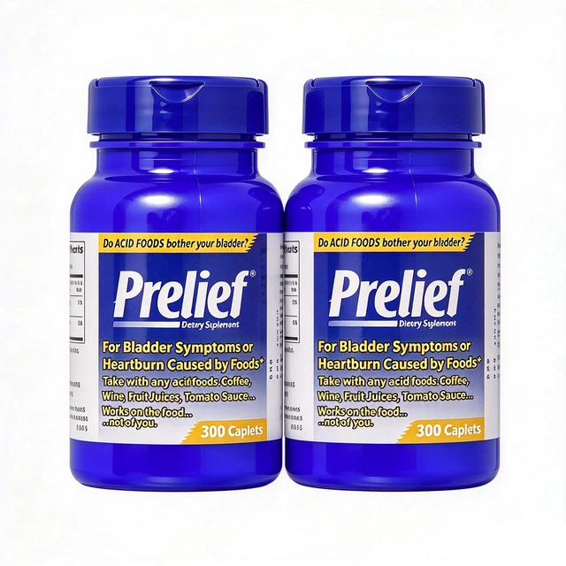 2 PACK PRELIEF Acid Reducer Caplets Dietary Supplement, 300 Count Each ...