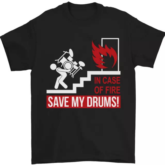Emergenza Batteria Batterista Drumming Uomo T-Shirt 100% Cotone