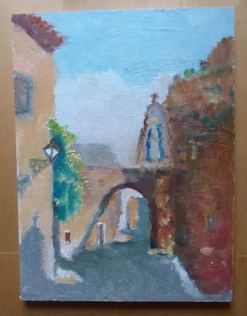 Viejo Pintado Angular Óleo En Mesa Boceto Preparatorio Pintor Español 900 MD3