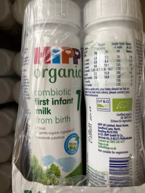 HiPP Organic 1 First Infant Baby Milk Ready to Feed Liquid Formula, From Birth