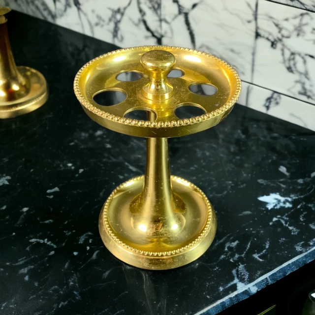 Croscill Solid Brass 6” 6 Hole Toothbrush Makeup Bruch Accessory Holder Art Deco