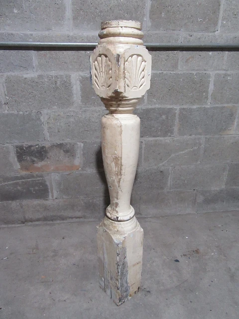 ~ Ornate Antique Carved Oak Newel Post 47 Tall ~ Architectural Salvage