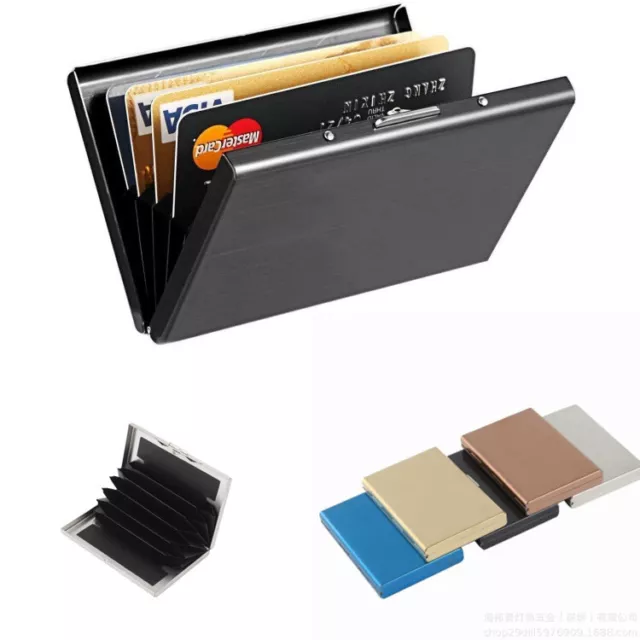 Men Stainless Steel RFID Blocking Credit Card ID Holder Slim Money Travel Wallet