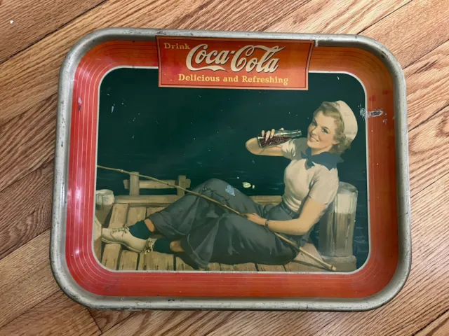 Rare Vintage 1940’s Coca-Cola "Sailor Girl" Metal Serving Tray