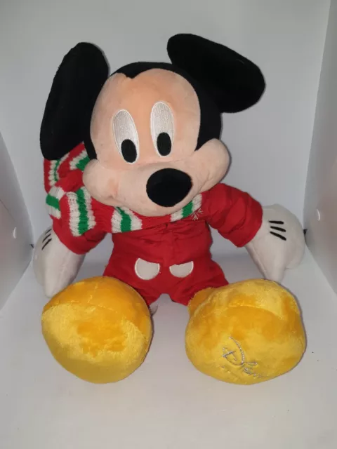 Disney Store 16" Mickey Mouse 2010 Limited Edition Soft Plush Red Coat & Scarf