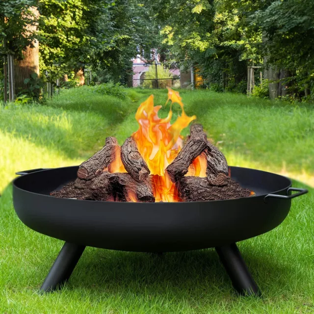 24" Round Fire Pit Folding Patio Garden Bowl Outdoor Camping Heater Log Burner