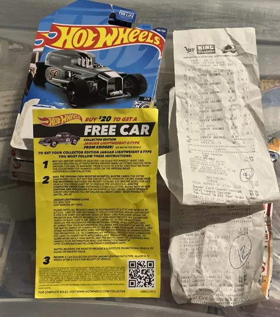 HOT WHEELS KROGER MAILIN **20 CARDS/RECEIPTS** COLLECTOR EDITION