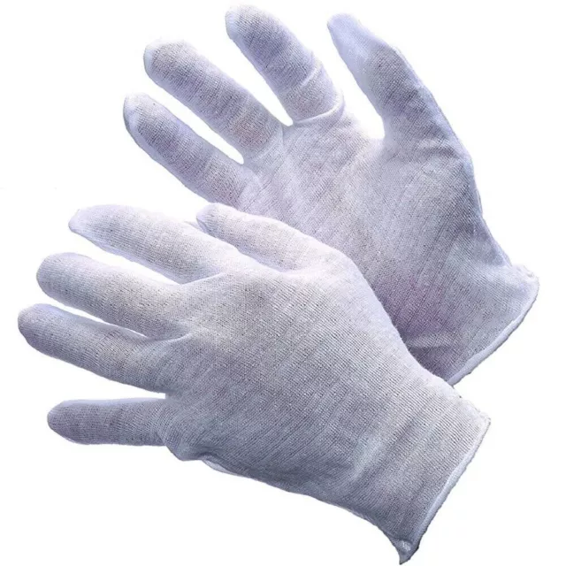 72 Pr / 6 Doz 100% Cotton Lightweight White Lisle Coin Jewelry Inspection Gloves