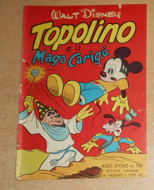 Ed.mondadori Alb0 D'oro  N° 198  1950  Topolino  Originale !!!!!