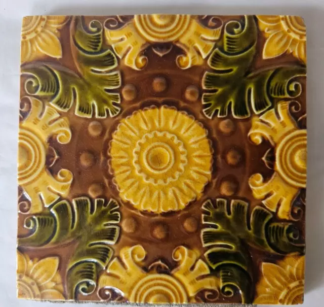 Pilkington Antique 6 Inch Tile (C) Majolica Sunflower Aesthetic