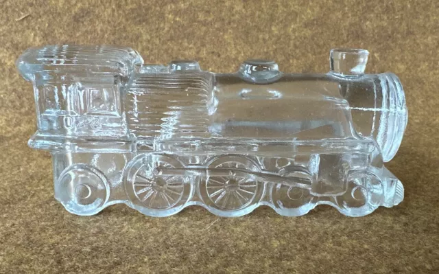 Vintage Locomotive Train Engine 1028 Stough Figural Glass Candy Container 1940s