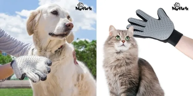 Handschuh Bürste für Hunde und Katzen Massagebürste Silikonborsten Fellpflege