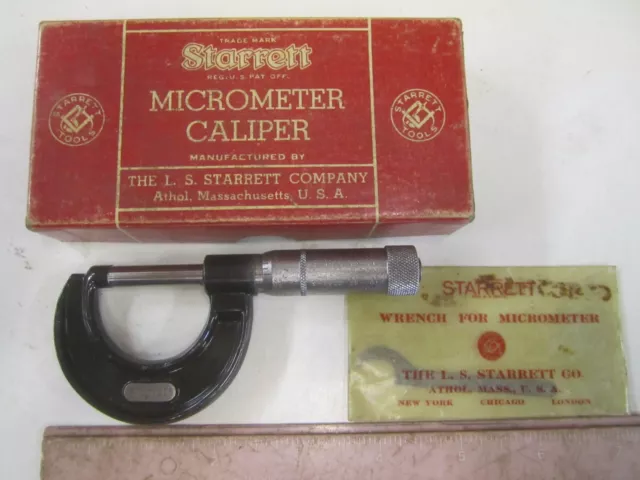 The Ls Starrett Co "Usa" No 436 0 - 1" Micrometer Very Good Used Condition