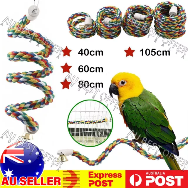 Pet Bird Rope Perches Parrot Colorful Cage Comfy Perch Bungees for Birds Toy AUS