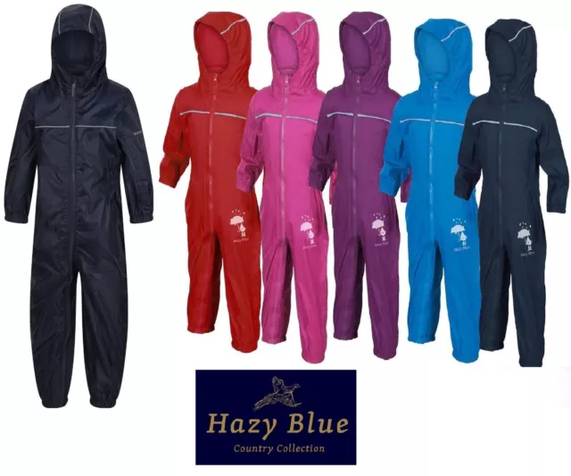 Hazy Blue Rain-Drop Waterproof Breathable All In One Suit Child Boys Girls