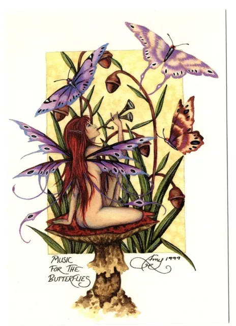 Amy Brown New &Mint Fairy Postcard/Mini Art Print Music For The Butterflies