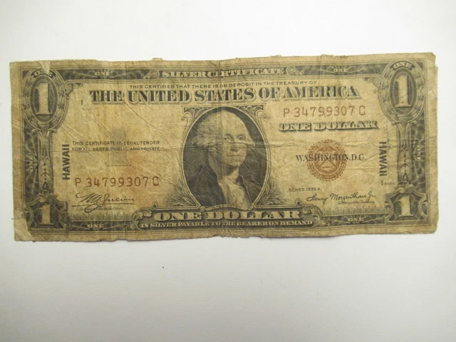 1935 A $1 Silver Certificate, Hawaii Note #2